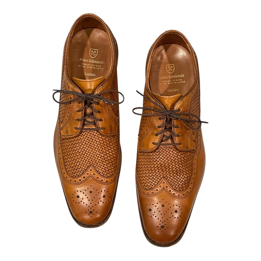 Allen Edmonds Tan Leather Brogue Oxfords 12 D‎